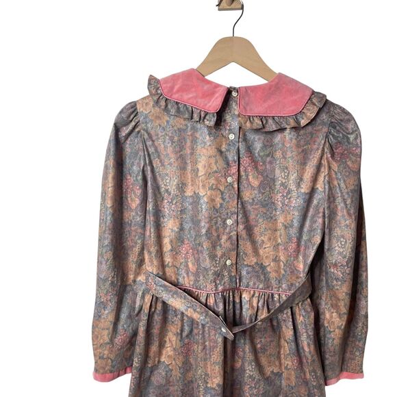 Tess Originals Vintage Prairie Dress Floral Puff Sleeve Peter Pan Collar Size 14 - Picture 7 of 12